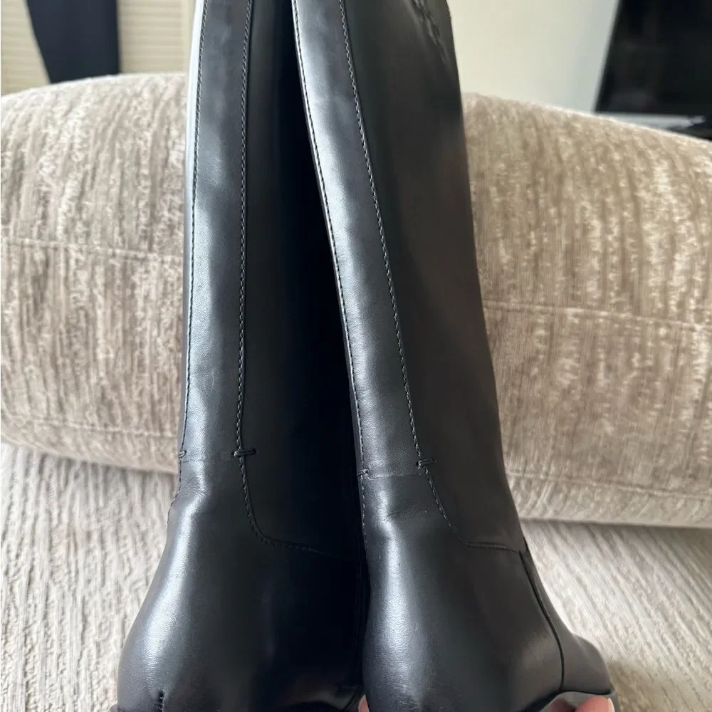 Tory Burch Black Over-The-Knee Leather Riding Boots